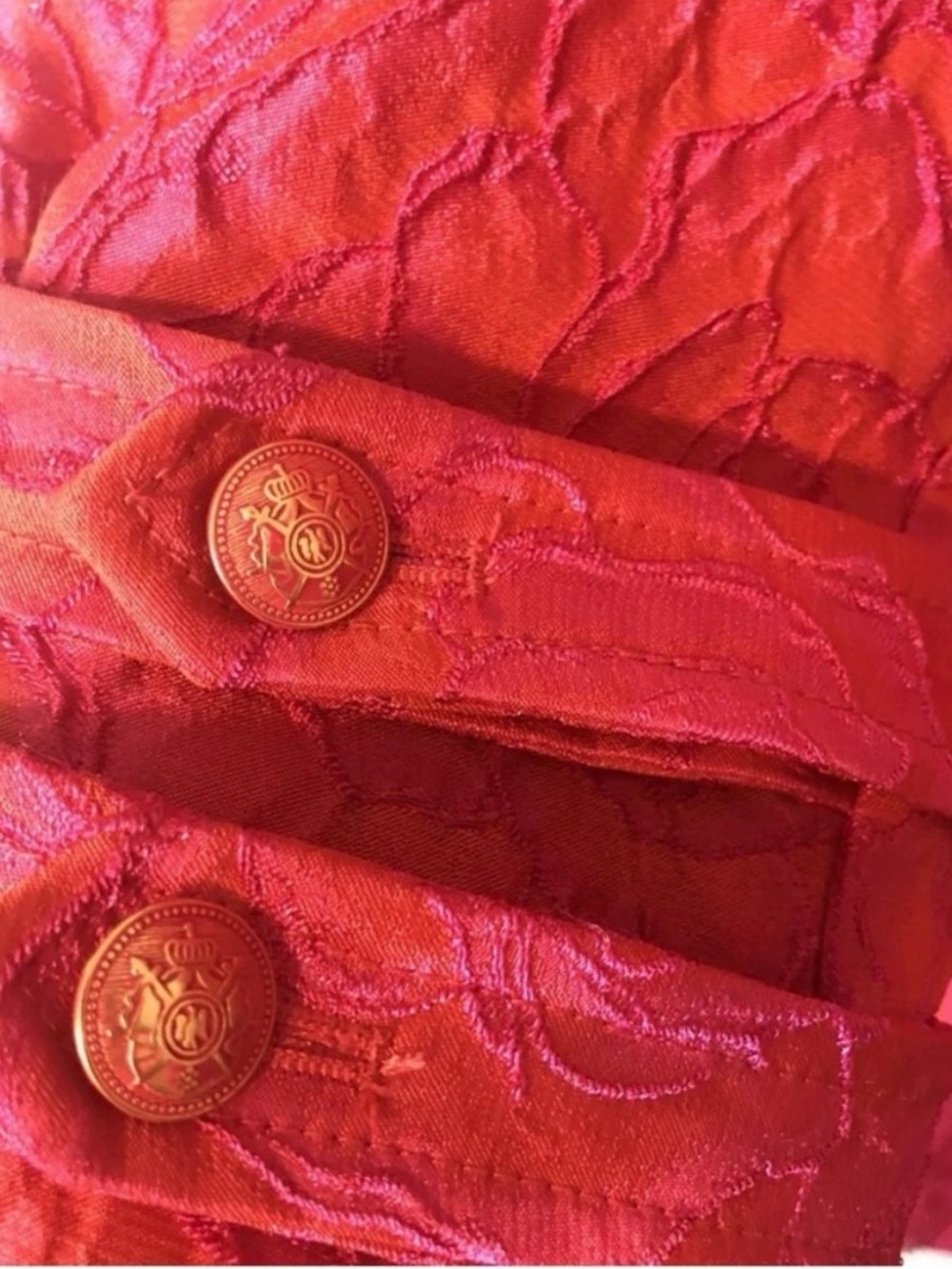 RARE Alice + Olivia Jacquard Trench Coat Belted Brocade NWOT Pink Metallic Rose - Picture 9 of 11